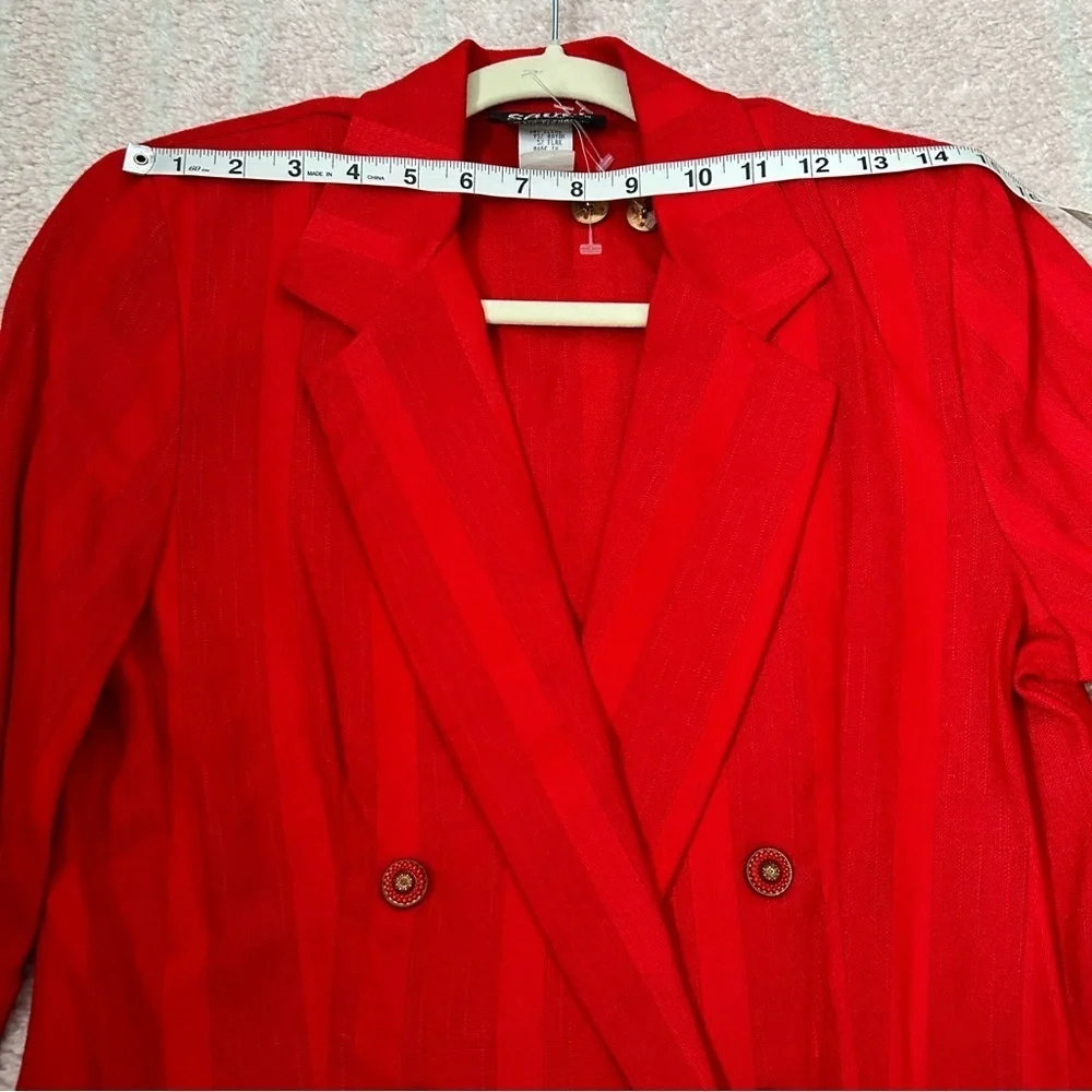 Vintage Sauci Red Stripe Skirt Suit Set Size Med Blazer Size 3 Skirt Office 90's
